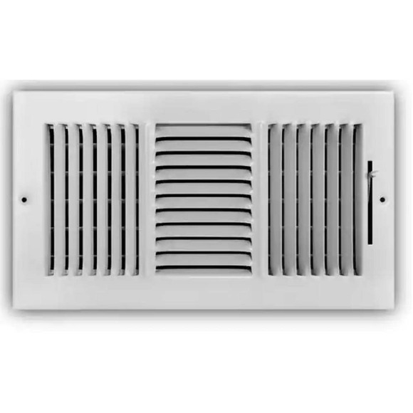 12 in. x 6 in. 3-Way Steel Wall or Ceiling Register Vent, White - Free Shipping - Picture 1 of 6